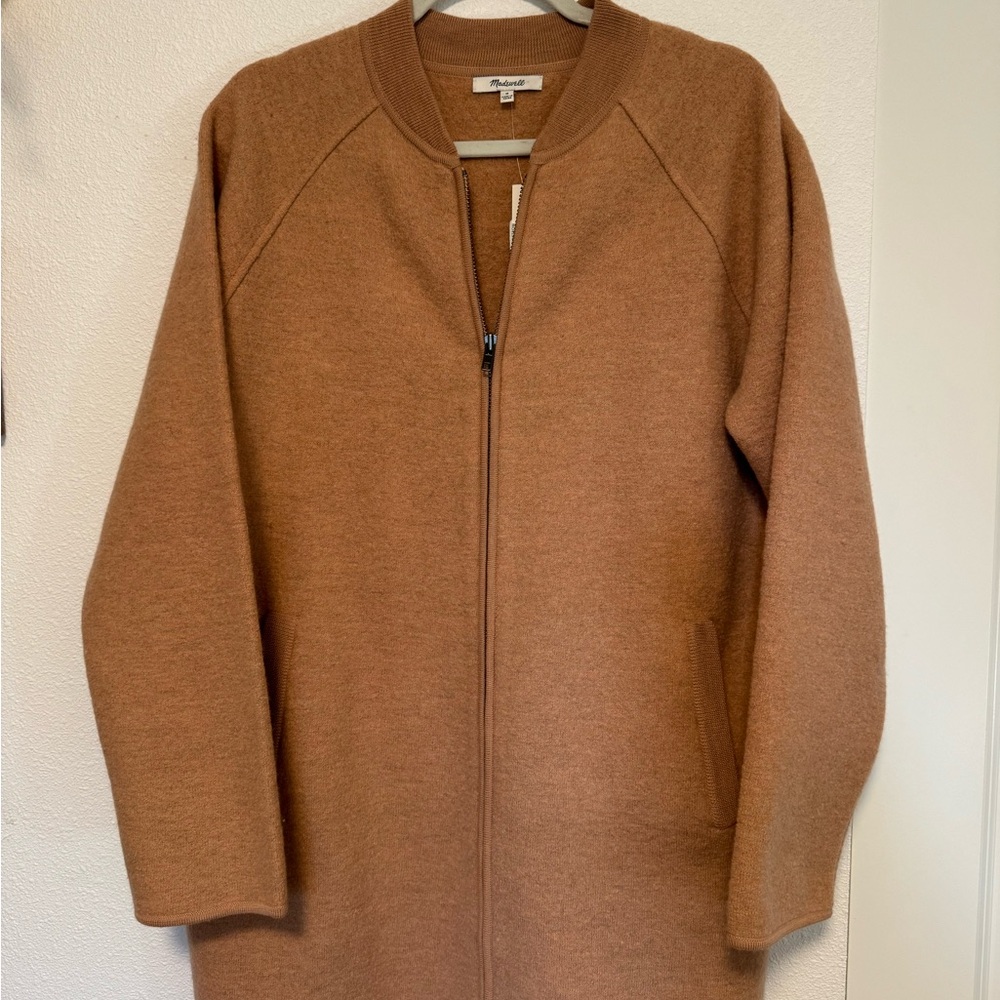 NWT Madewell Bomber Sweater Jacket 100% Marino Wool